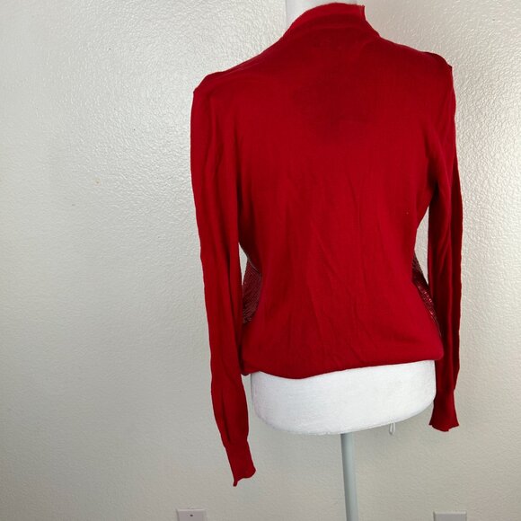 Jones New York cardigan sweater size M sequined button v neck Red Color NWT - Picture 6 of 6